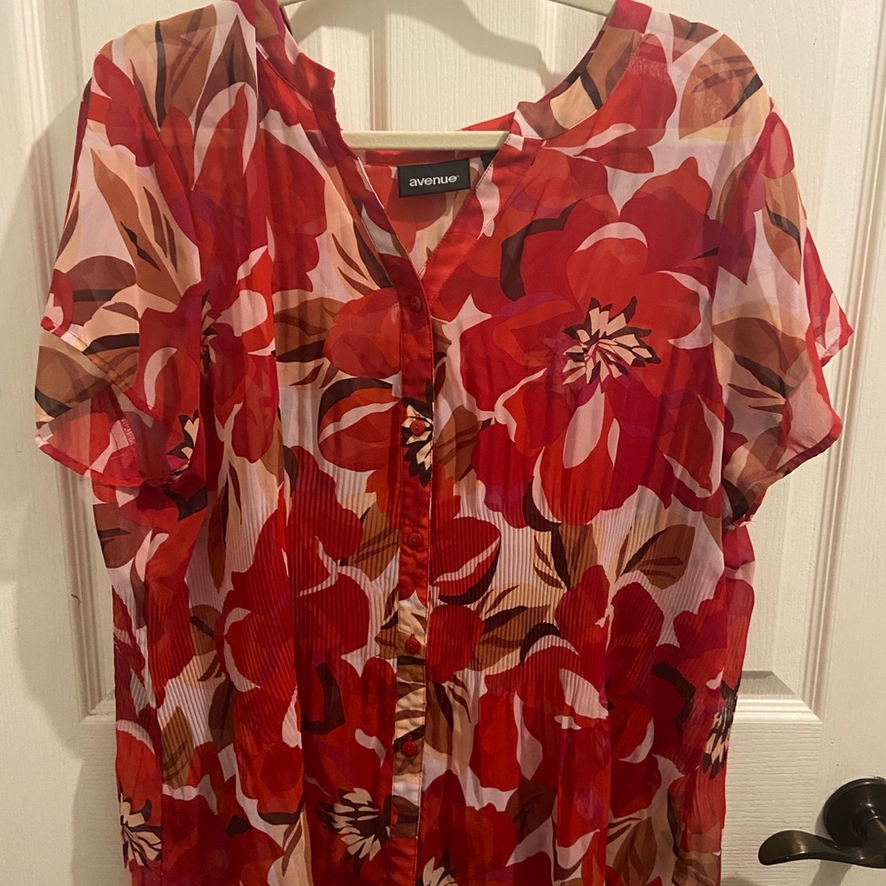 Red & White Floral Shirt